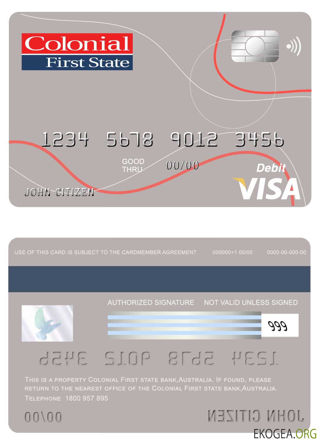Carte visa bancaire du premier État colonial d'Australie